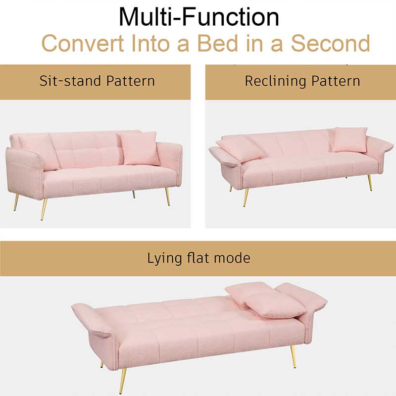 70.1\" Modern Design Futon Sofa Bed Convertible Double Extendable Armrests Free Shipping USA Warehouse Dining Bedroom Hotel Use