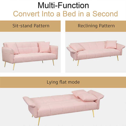 70.1\" Modern Design Futon Sofa Bed Convertible Double Extendable Armrests Free Shipping USA Warehouse Dining Bedroom Hotel Use