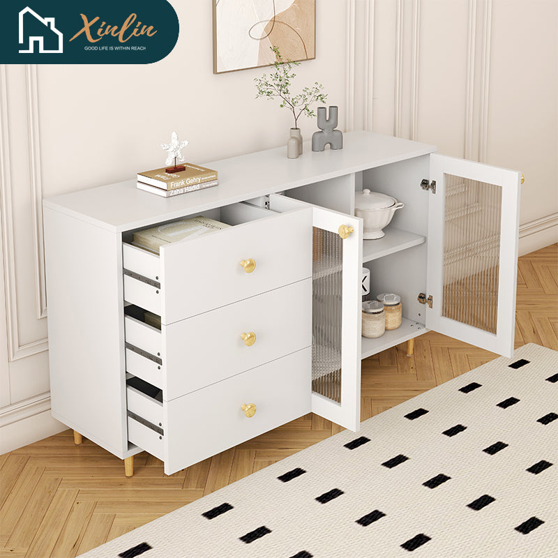 Modern Minimalist Solid MDF Wood Side Cabinets Stylish Storage Lockers Bedroom Dining Living Room Spaces Free Home Furniture