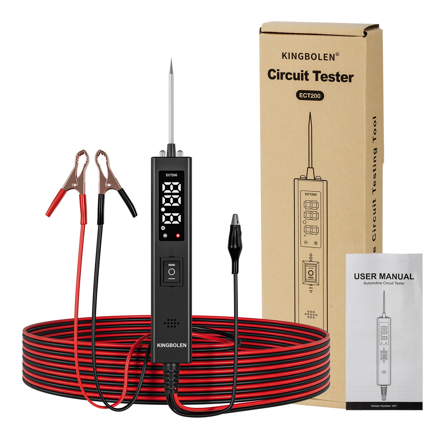 Kingbolen ECT200 Car Circuit Tester 8V-32V Battery Tester Automotive Power Probe Kit Electrical System Test