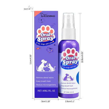 Yegbong Cat and Dog Teeth Cleaning Spray Stain Removal Fresh Breath Pet Oral Care Spray