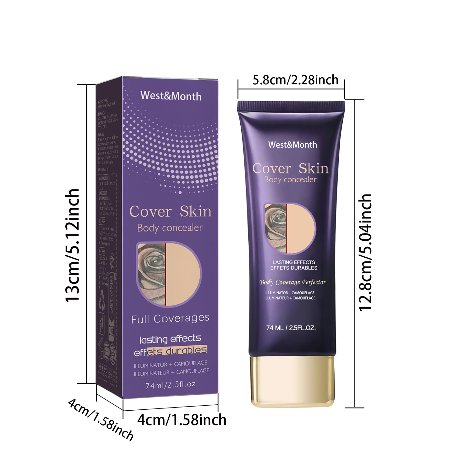 West&Month Body Concealer Waterproof Cover Tattoo Scar Birthmark Invisible Body Concealer