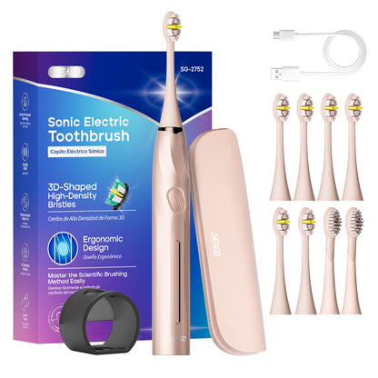 SEAGO SG2752 Rechargeable  Sonic Electric Toothbrush for Adult Seamless Button Dental Care 5 Modes Pressure Sensor Deep Clean