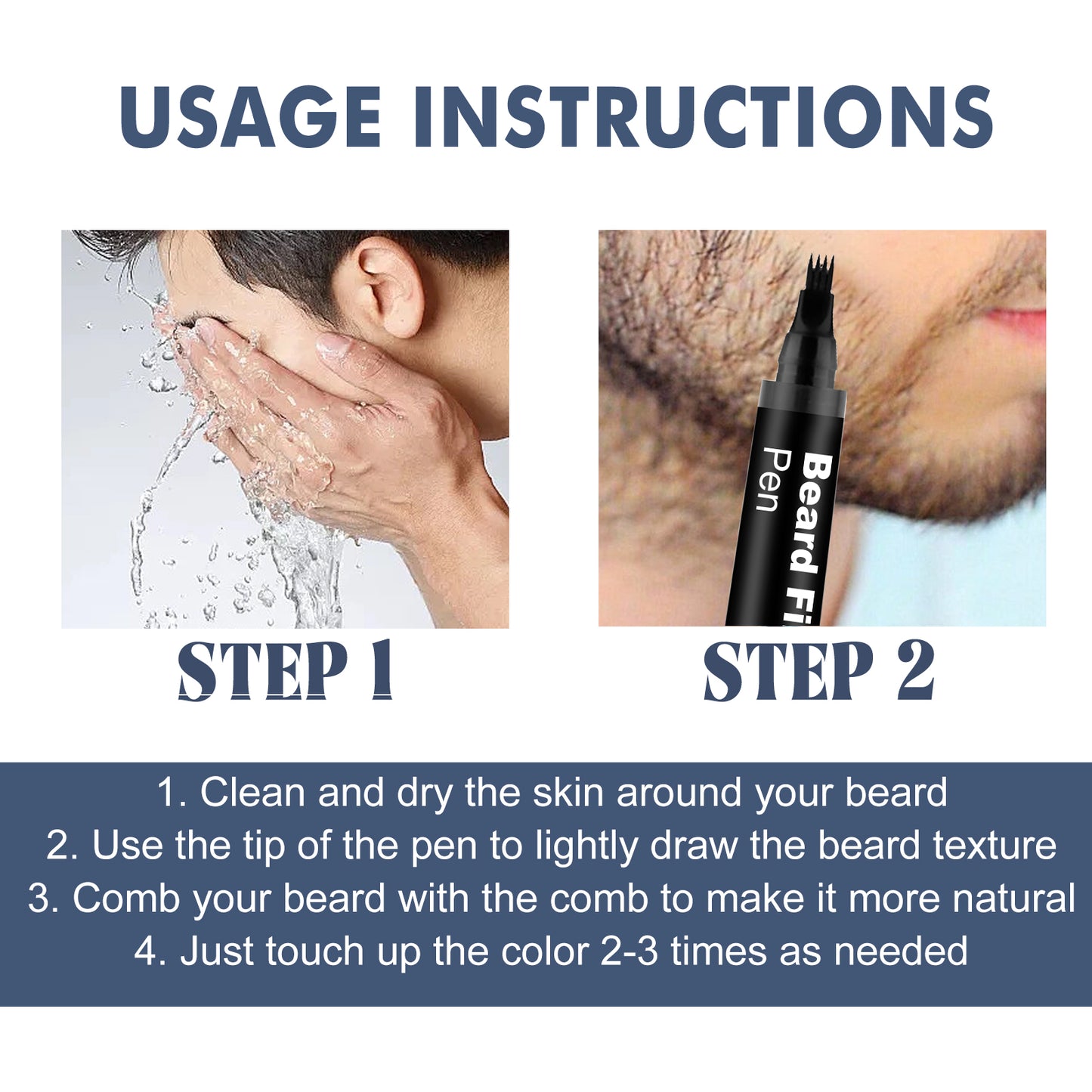 East Moon Beard Filling Pen Detachable Easy-to-Use Filling Pen for Easily Creating Thick Beard and Hairline