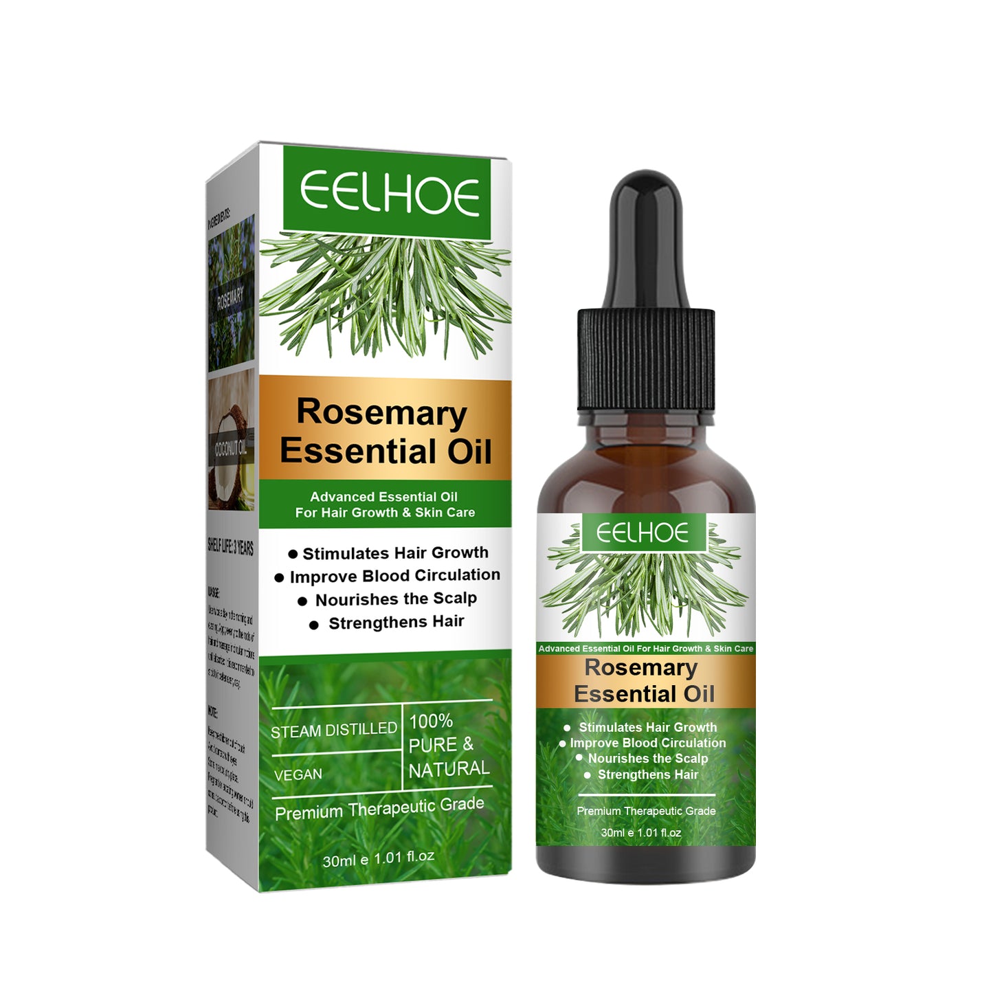 EELHOE Rosemary Hair Care Essential Oil Gentle Scalp Care Smooth Gloss Natural & Fluffy Hair Care Essential Oil