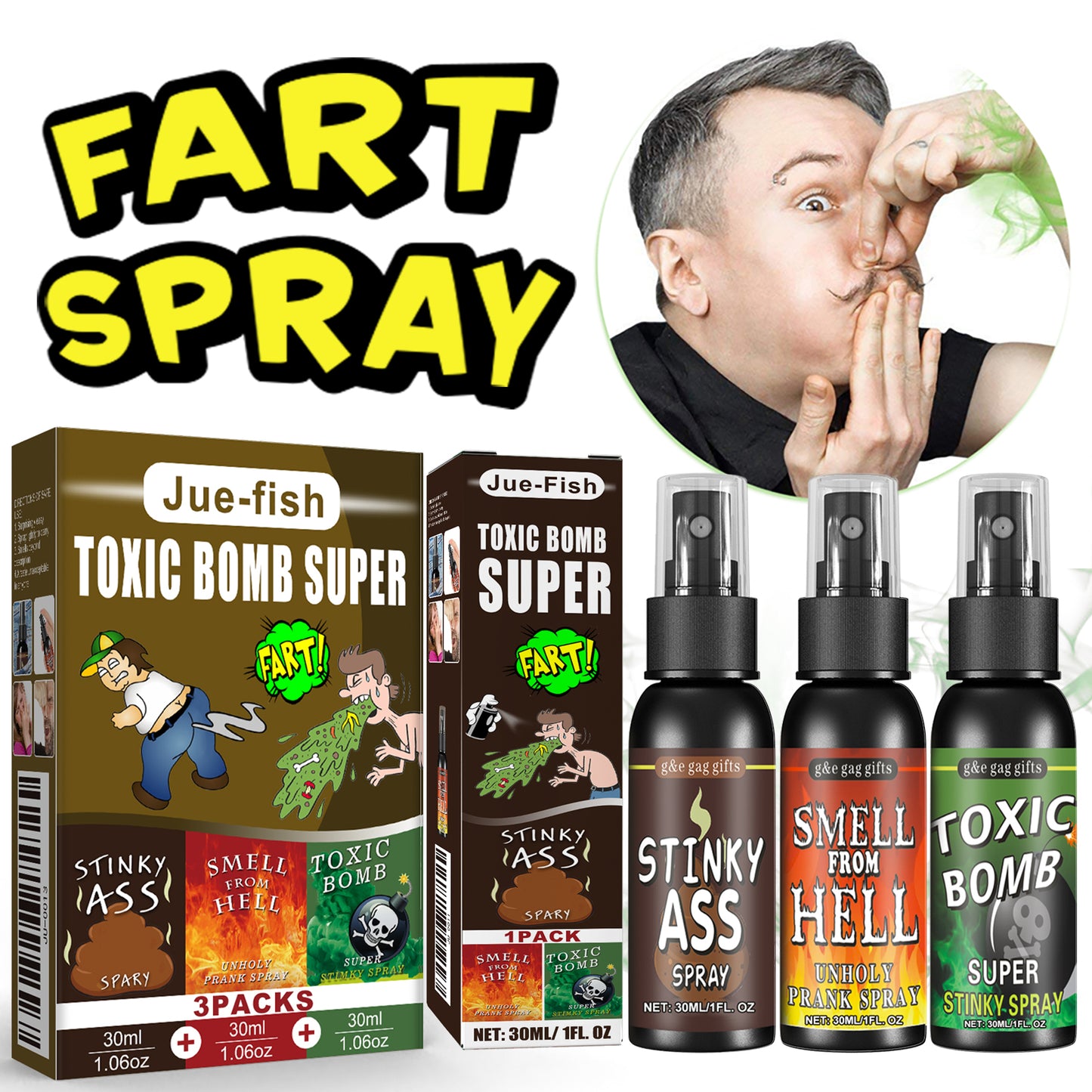 Jue-Fish Stink Spray April Fool's Day Prank Liquid Toy Prank Stinky Smell Entertainment Poop Hell Bomb Smell