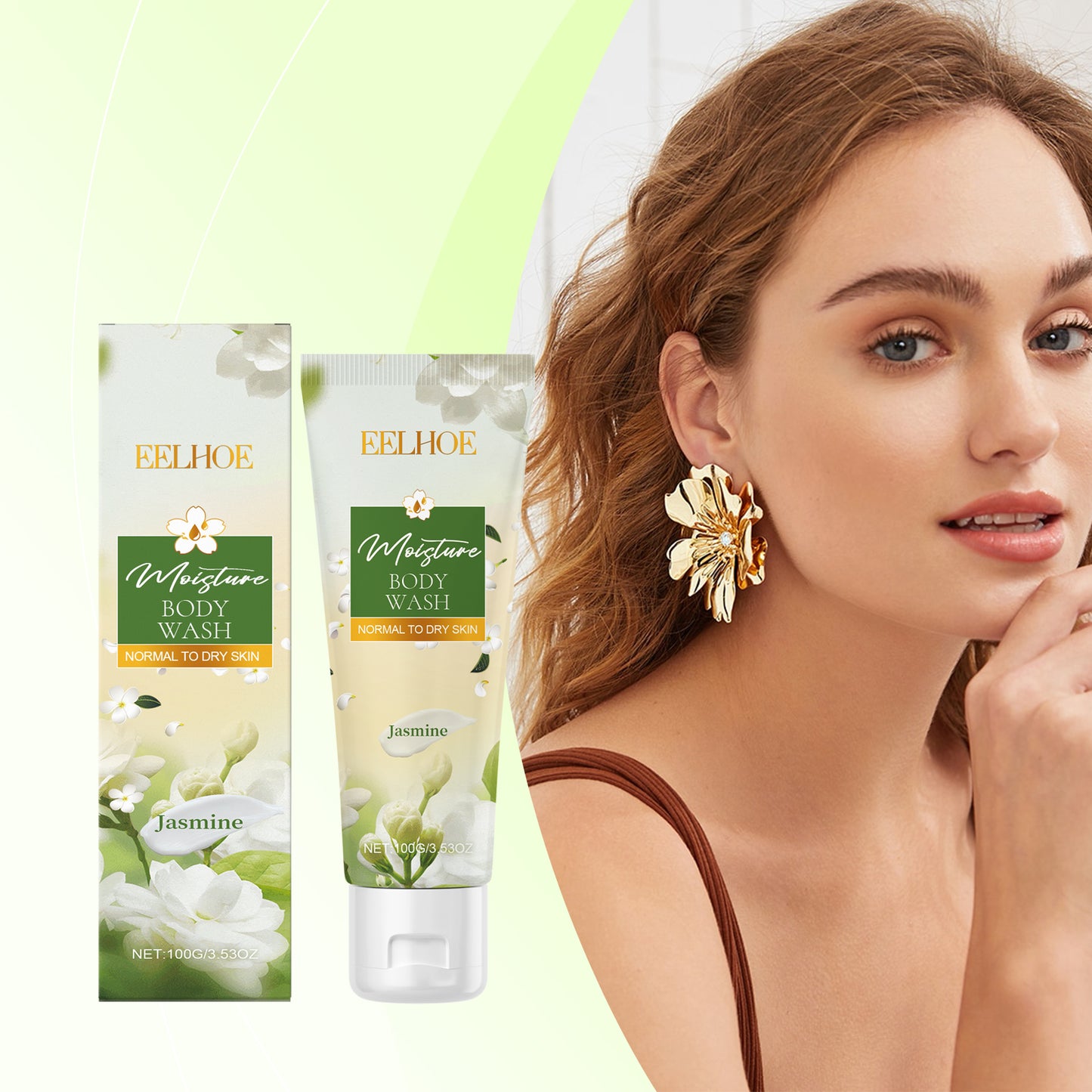 EELHOE Jasmine Moisturizing and Revitalizing Shower Gel Body Skin Gentle Cleansing Smooth Moisturizing Fragrant Shower Gel