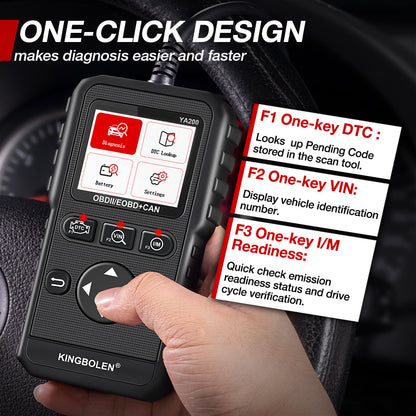 KINGBOLEN OBD2 Scanner YA200 Diagnostic Tool for Engine Check DTC Lookup Battery Test With 10 Languages Update