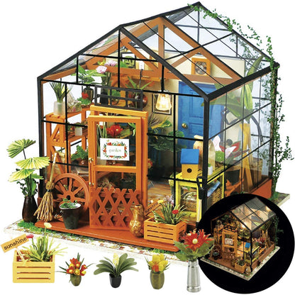 Robotime Rolife US Warehouse 3D Puzzles Wooden Toys DG104 Cathy's Flower House DIY Miniature House for Drop Shipping