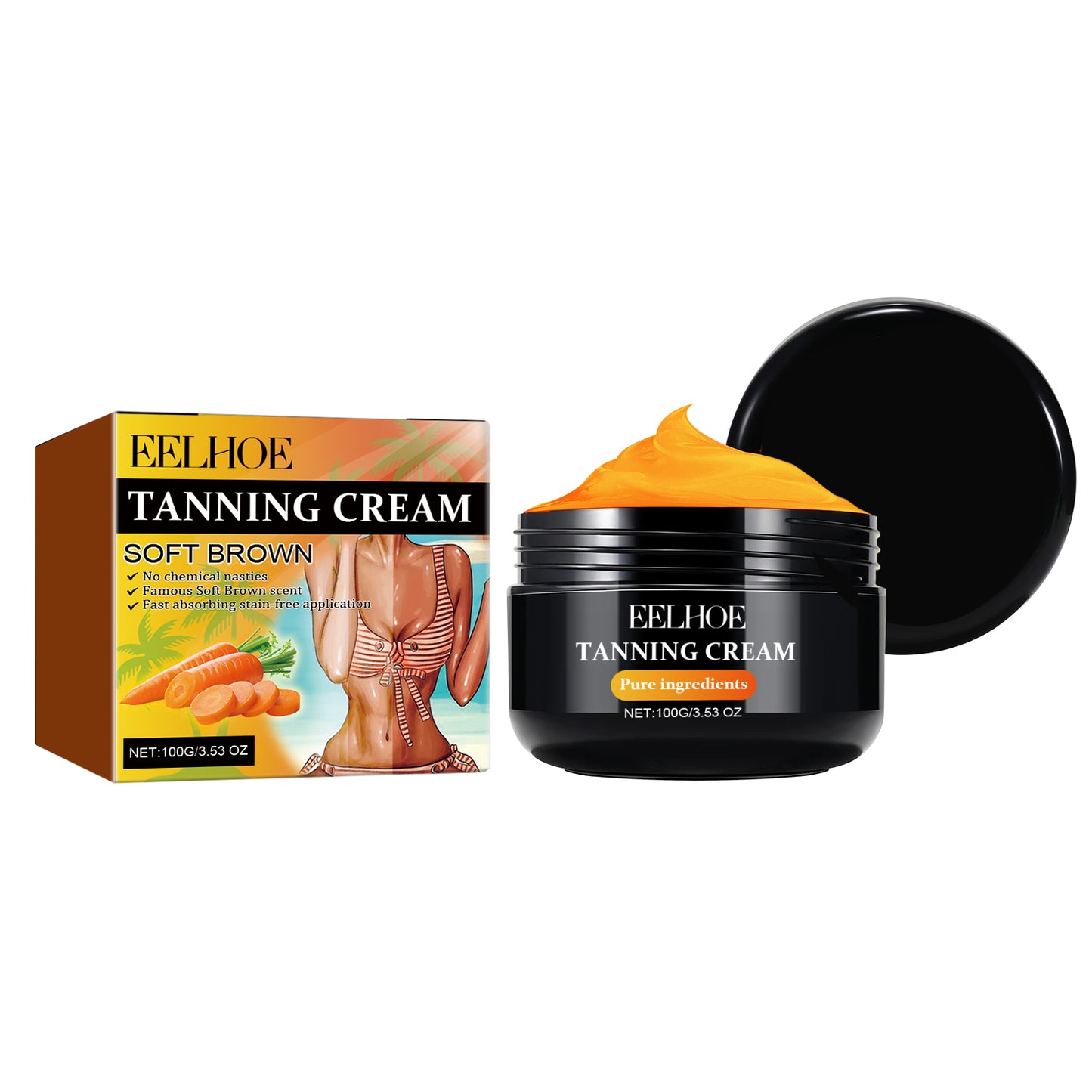 EELHOE Tanning Cream Outdoor Beach Sunbathing Aid Wheat Color Bronze Skin Moisturizing Skin Tanning Aid