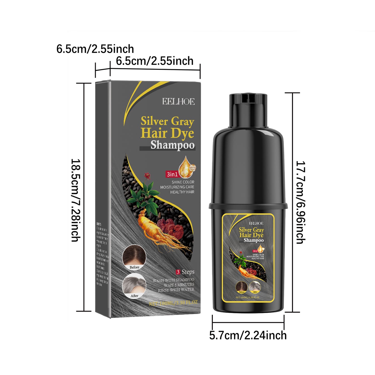 EELHOE Black Hair Beauty Shampoo Series Gentle Non-Irritating Moisturizing Scalp Easy Color Changing Hair Shampoo