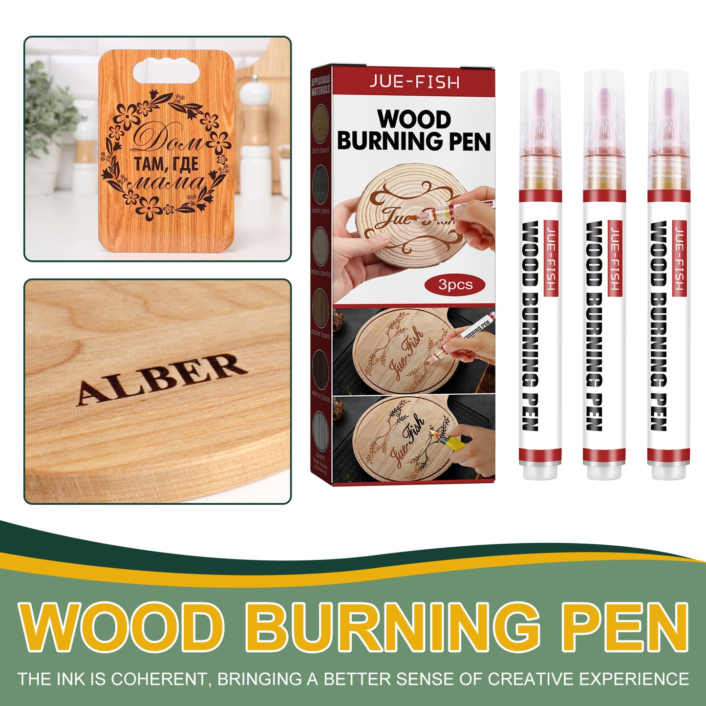 Jue-Fish Wood Burning Pen Set Wood Mark Children DIY Soldering Brush Burning Wood Marking Pen Suit