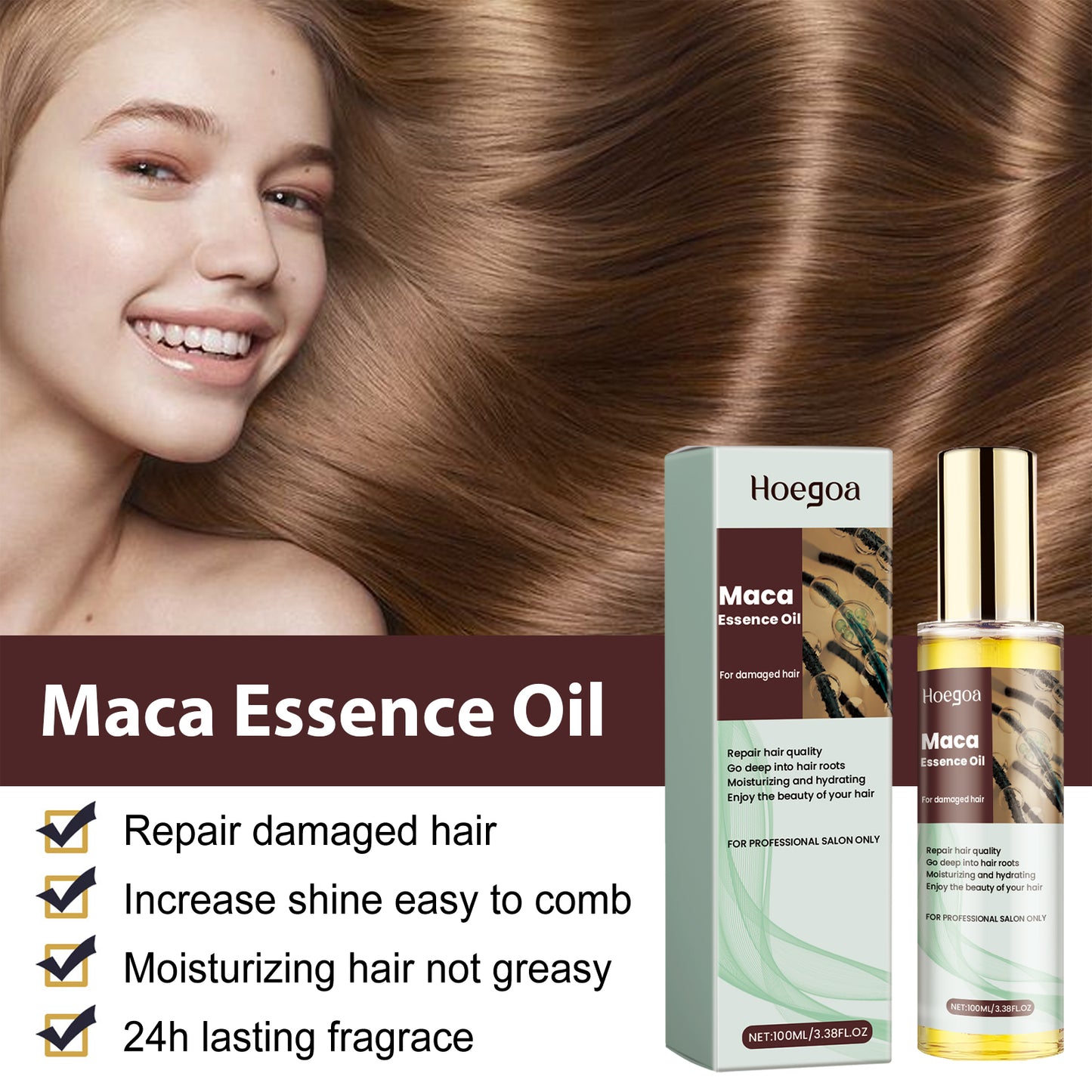 Hoegoa Nourishing and Smoothing Hair Oil Moisturizing Dry Ends Refreshing Fragrance Strong Smooth Hair Care