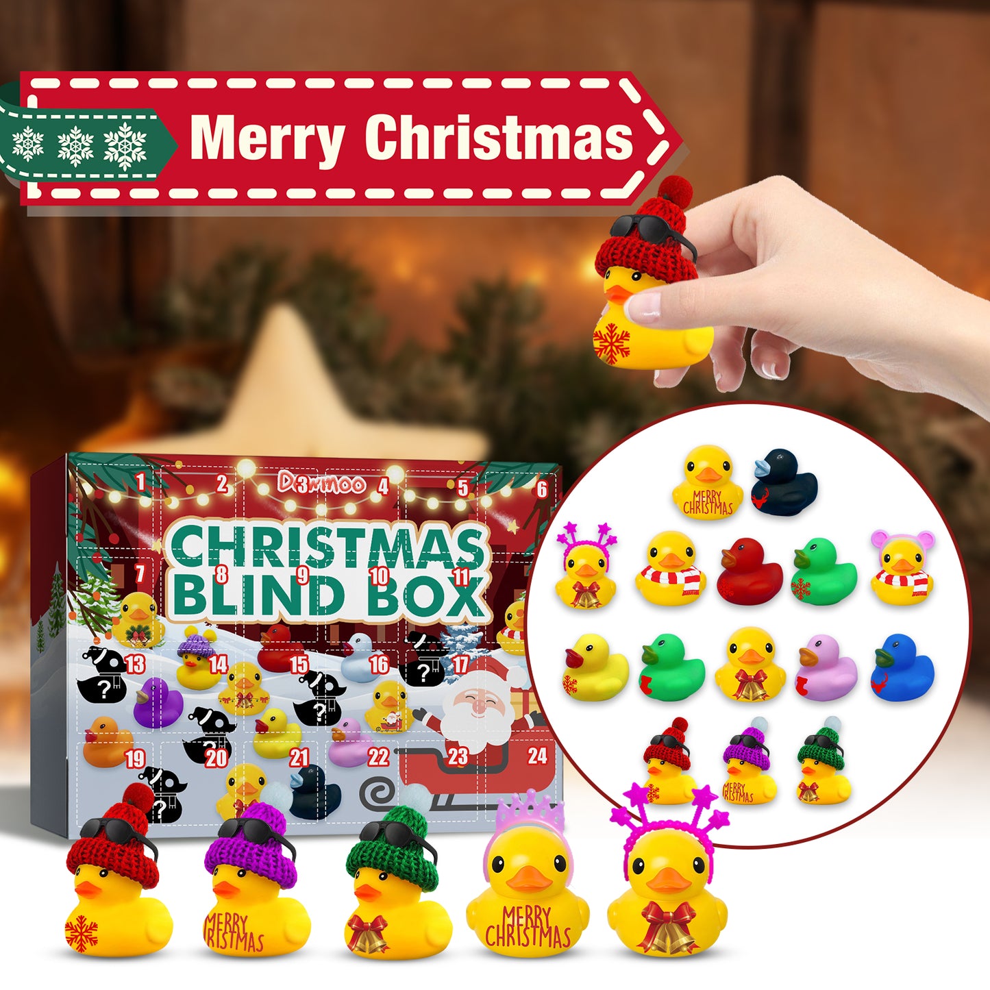 Dowmoo Christmas Rubber Duck Advent Calendar Christmas Rubber Duck Toy Blind Box24Creative Toys