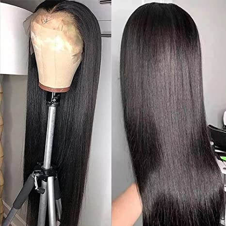 High Quality 100% Brazilian Human Hair Pre-cut Bleached Knots Straight Style 200% Density 13x4 Transparent HD Lace Front Wigs