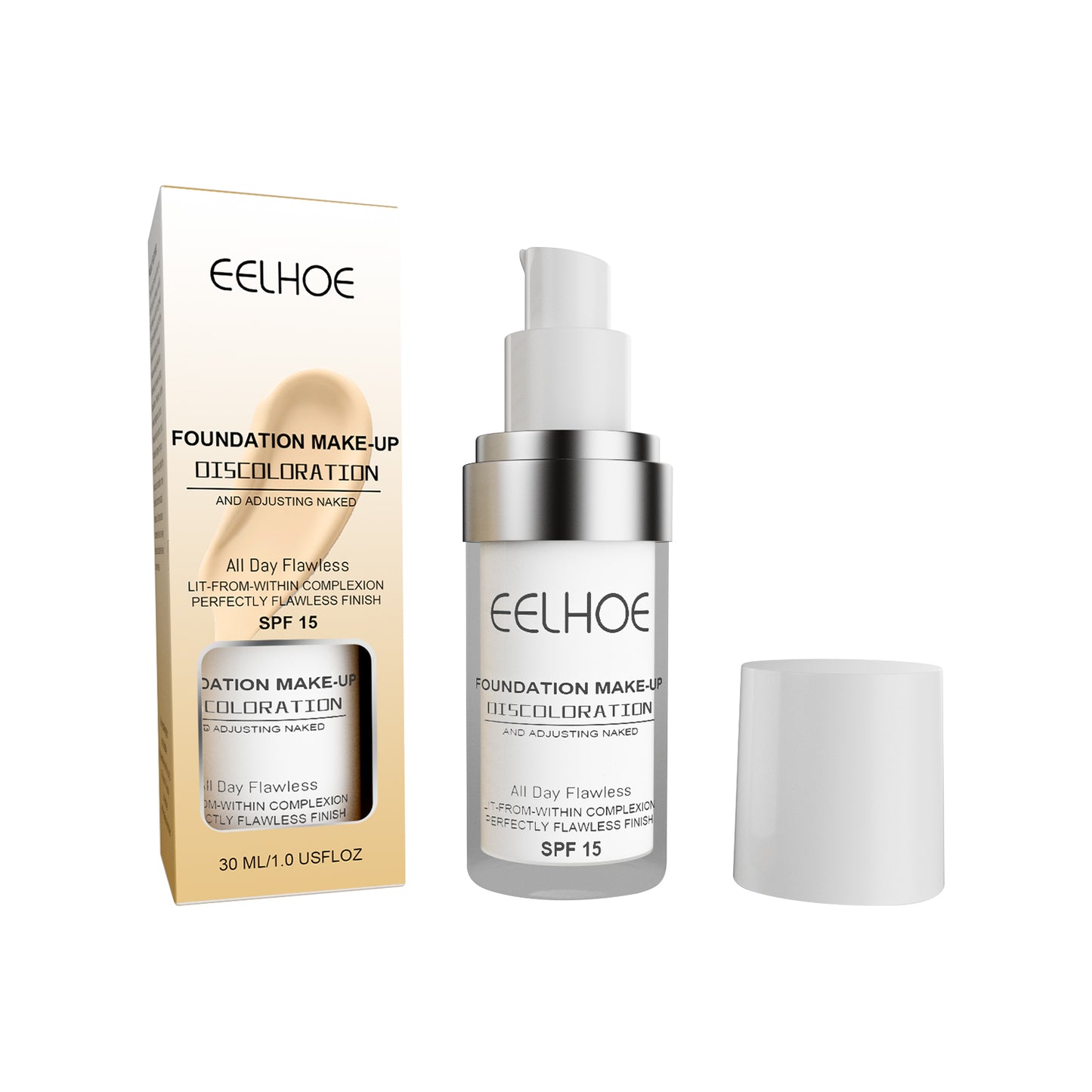 EELHOE Concealing Color-Changing Foundation Long-lasting Moisturizing Concealer, Non-cakey, Brightening Skin Tone, Clear and Hydrating