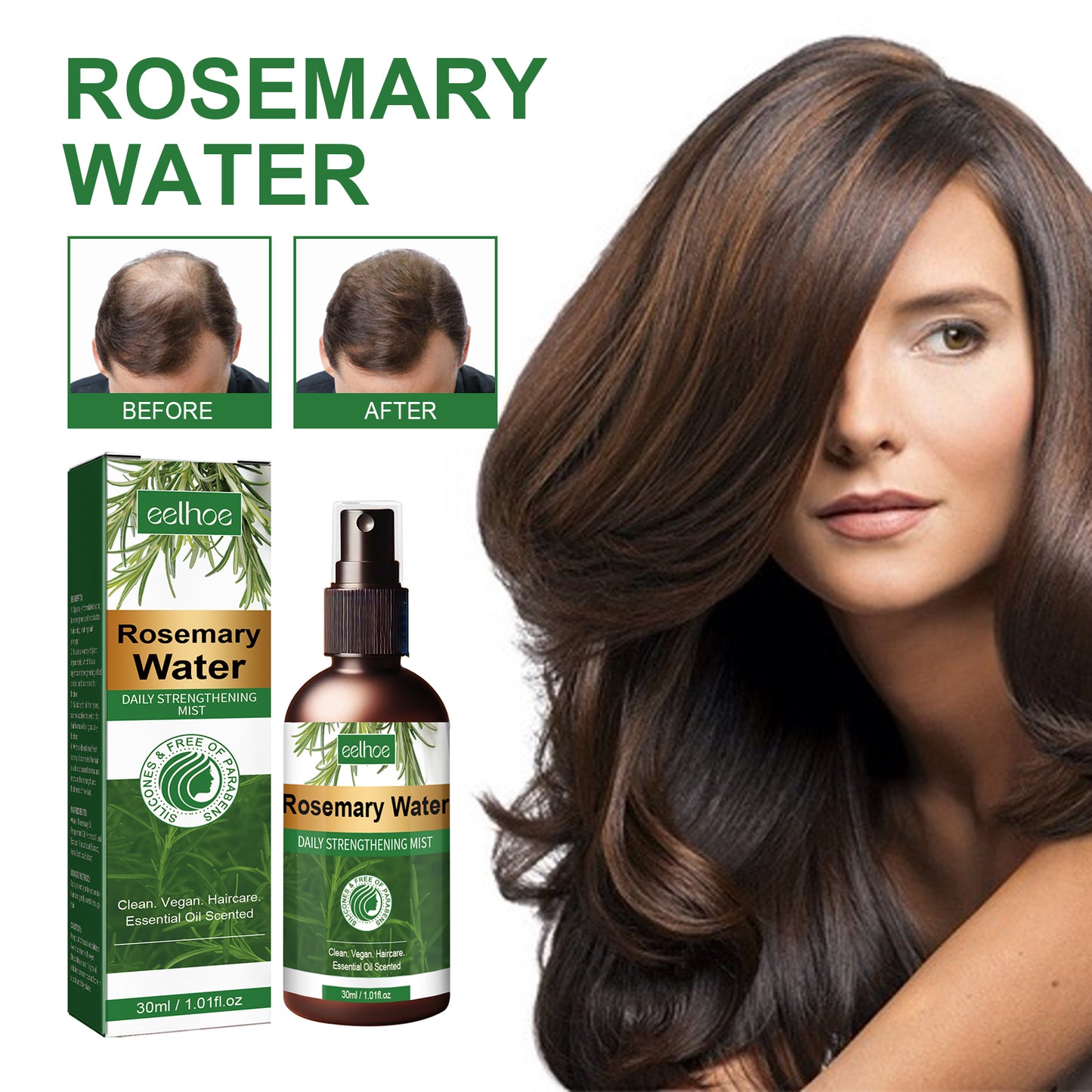 EELHOE Rosemary Hair Thickening Spray Moisturizing Hair Root Repair Damaged Hair Strengthening Anti-Hair Loss Thickening Serum