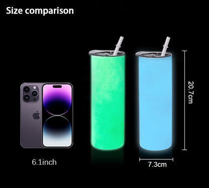 USA Free Shipping 20oz Blue Green Double Wall Insulated Stainless Steel Tumblers 20 oz Glow in the Dark Sublimation Tumbler