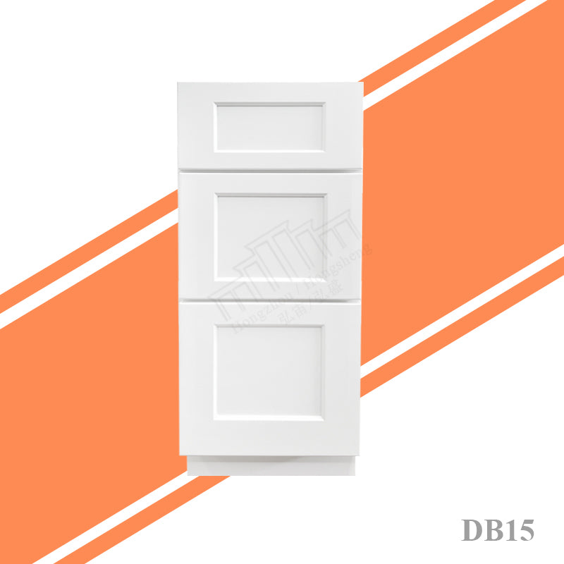 In Stock DB12-DB36 Durable Solid Wood Kitchen Cabinets White Kitchen Base Cabinets With Wooden Drawers RTA 3 Drawer Base Cabinet