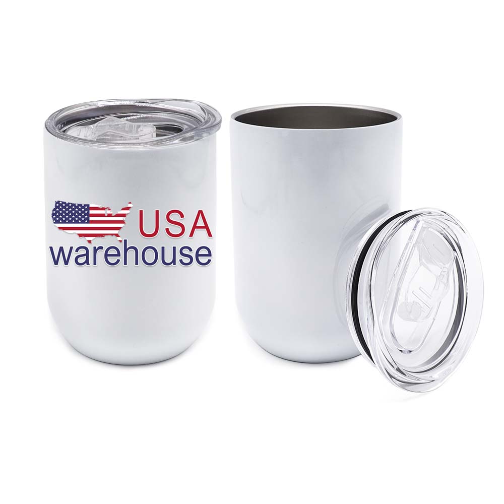 Ready to Ship Double Wall  Sublimation Straight Wine Blank 12oz Stainless Steel Egg Shaped Tumbler With Lid