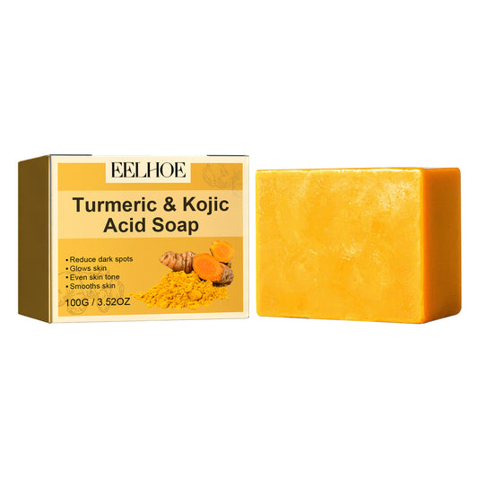 EELHOE Turmeric Kojic Acid Soap Gentle Facial Cleanser for Spot Reduction, Brightening Skin Tone, Hydrating and Moisturizing, Even Skin Tone