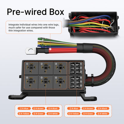 Pre-wired  Automotive 12 Volt 6 Way  Fuse and Relay Box 6 Slot ATC ATO Slots Fuse Holder Universal Relay Panel for Car Marine