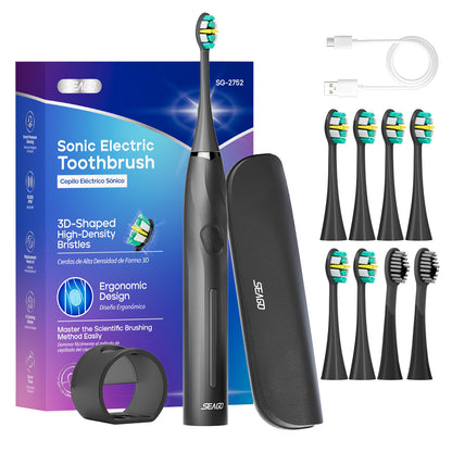 SEAGO SG2752 Rechargeable  Sonic Electric Toothbrush for Adult Seamless Button Dental Care 5 Modes Pressure Sensor Deep Clean