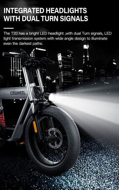 COSWHEEL T20 Free Shipping EU USA Warehouse CE 500w 1000w Oils Brake Electric Bicycle Electric City Bike