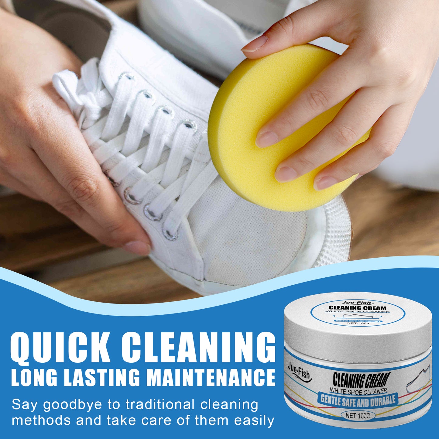 Jue-Fish White Shoes Cleaning Cream Powerful Stain Removal Cleaning Paste No-Wash Sports Canvas Shoes Cleaner Stain Remover