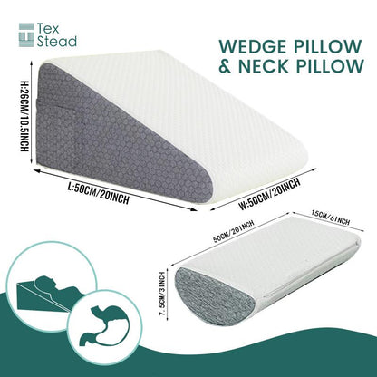 Valentine's Day Gift 1/2 Pcs Memory Foam Bed Wedge Pillow/Neck Pillow Back Leg Removable Cover Knee Sleep Massage Polyester