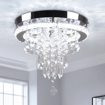 11.8 Inch LED Luxury Modern Nordic Crystal Chandelier Ceiling Light for Indoor Living Room Bedroom Decoration with Middle Size