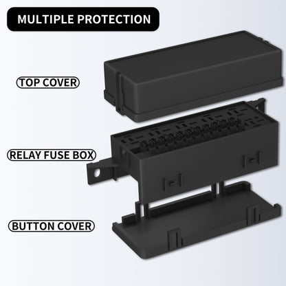 Automotive 11 Way  Pre-Wired 4 Pin Relay Holder Socket 12V  Automotive 11 Fuse Slots Control Relay Box Block  for Vehicles Car