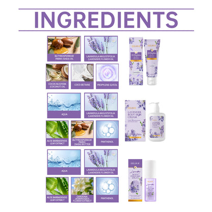 EELHOE Lavender Body Soothing Fragrance Gift Set Gentle Moisturizing Skin Hydrating Skincare Set