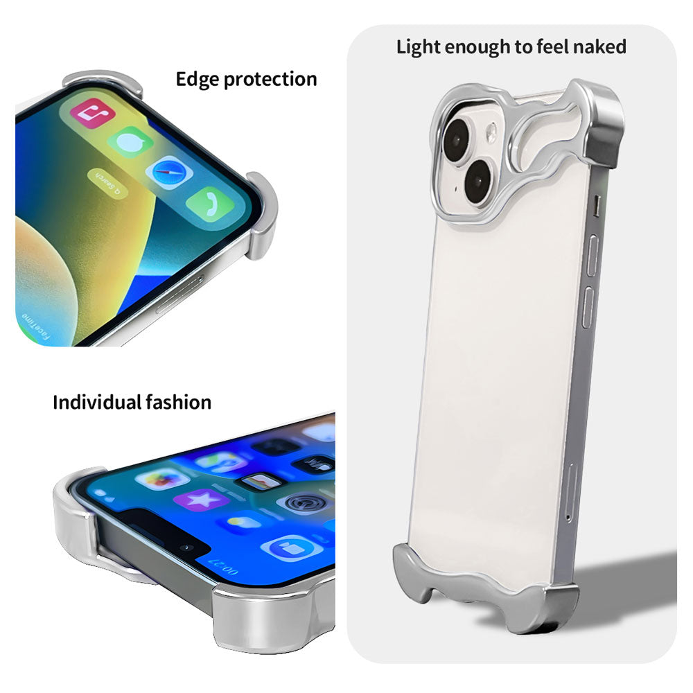 Metal Special Shaped True Edgeless Phone Case for iPhone 15 14 13 Plus Pro Max Sjk629 Laudtec