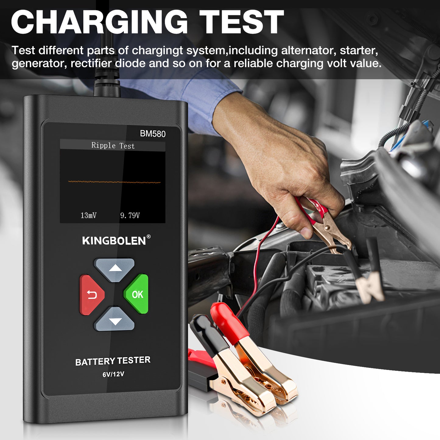 Car Accessories 2025 Kingbolen BM560 Car Battery Tester 6V 12V BM580 Battery Analyzer Cranking Test Charging Test Load Test