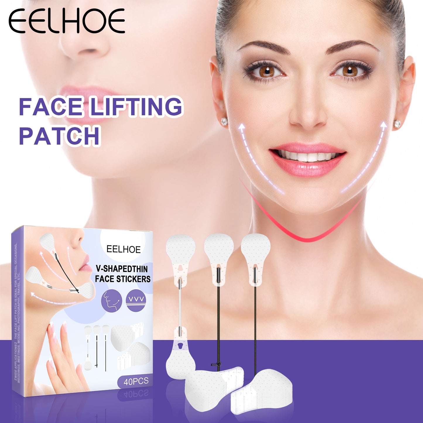 EELHOE Invisible Face Lifting Tape Tightening Facial Skin Shrinking Chin Muscles V Face Lifting and Shaping Patch