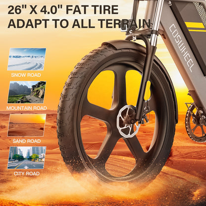 COSWHEEL T26 Ebike Fat Tire 1000watt Electric Bicycle 2 Wheel Electrical Bike Elektrikli Bisiklet E Bike Electric Bike