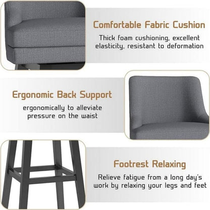 Graceful Home Bar Creamy Gray Fabric Upholstered Seat Height Counter Swivel Barstool for Living Room Dining Bedroom Hotel